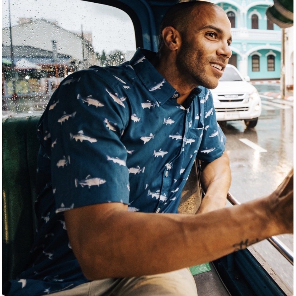 ExOfficio Men's L Next to nothing Pindo Short Sleeve Galaxy Trout Party UPF 0757